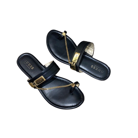 Guess black sandals with gold chain - Picture 3 of 4